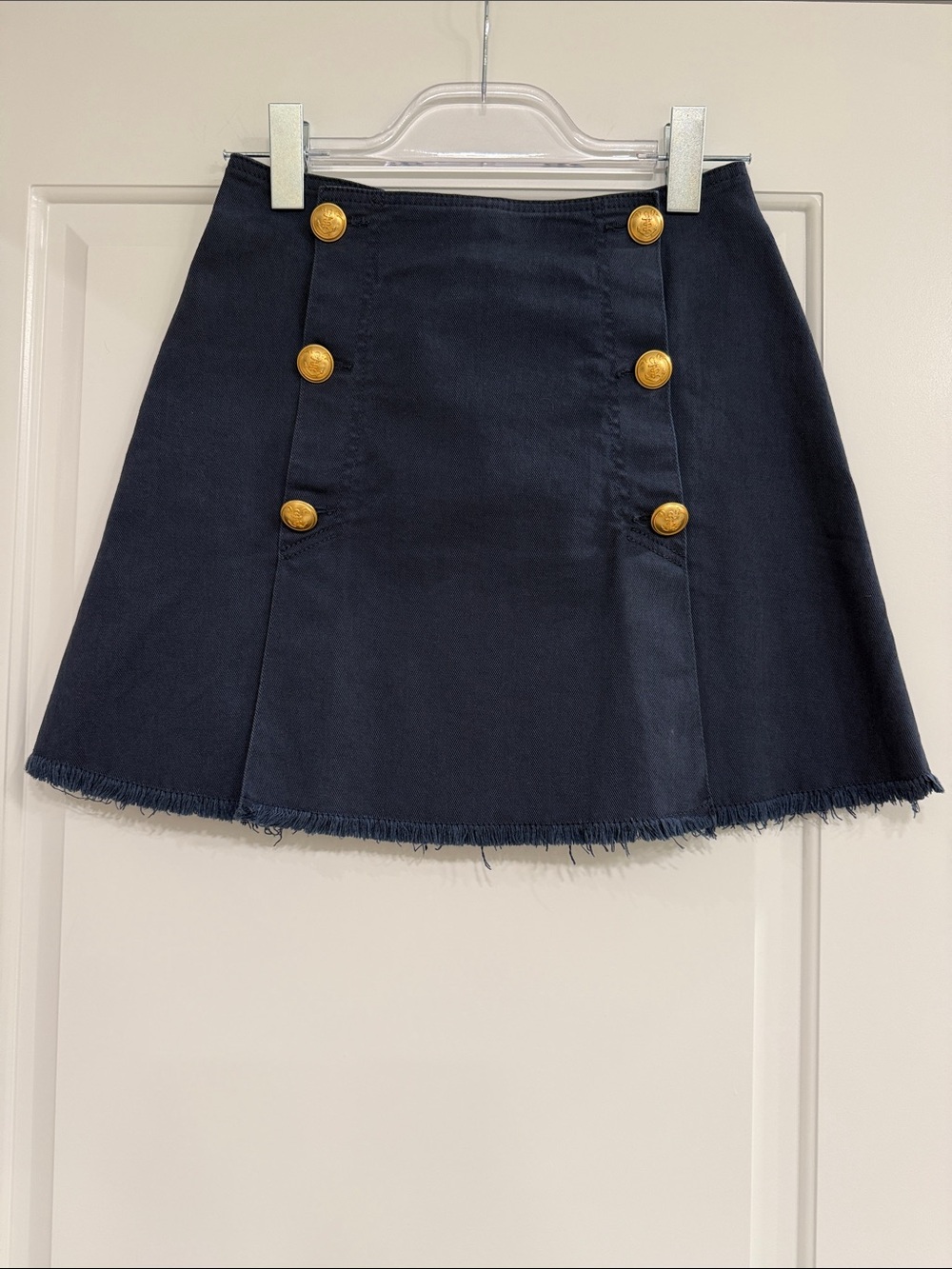 Pinko Navy Mini Skirt with Gold Buttons
